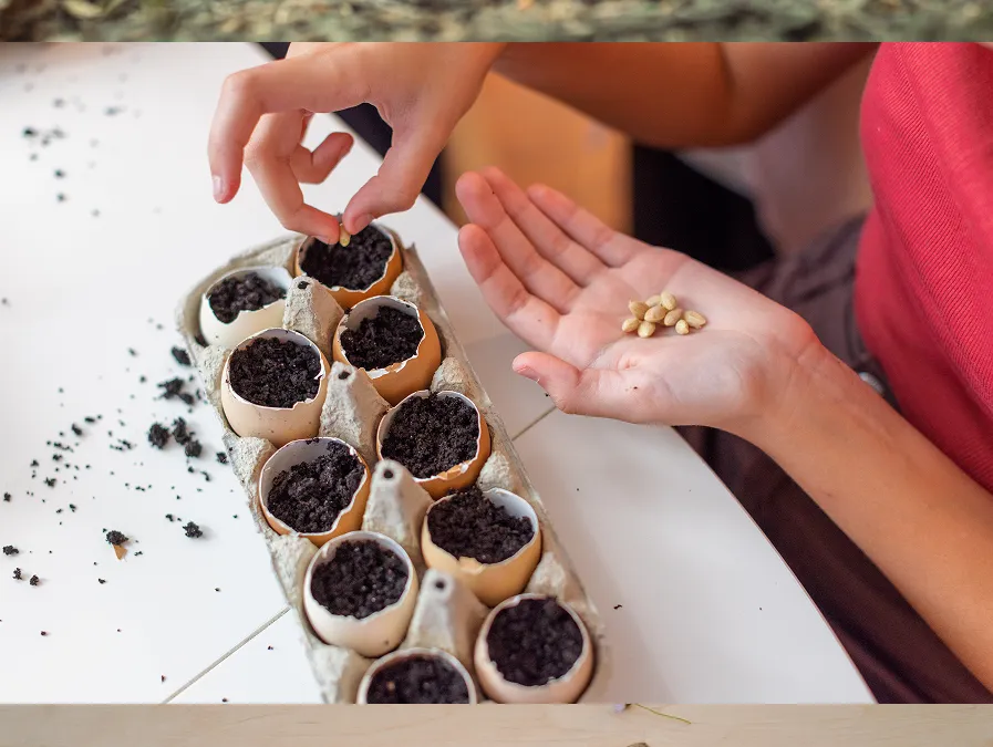 A parent and child learning together at the kitchen table at home